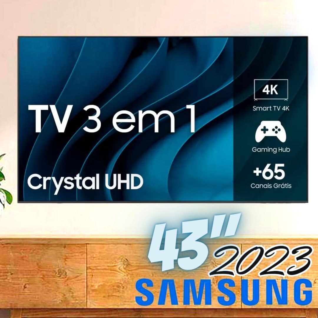 Smart TV Samsung 43″ Crystal UHD 4K 43CU8000 2023 Design AirSlim Painel Dynamic Crystal Color Tela na Magazine Luiza