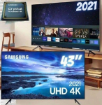 Smart TV Samsung 43 Polegadas UHD 4K, 3 HDMI, 1 USB, Processador Crystal 4K, Tela sem limites, Alexa, Controle Único – UN43AU7700GXZD na Magazine Luiza