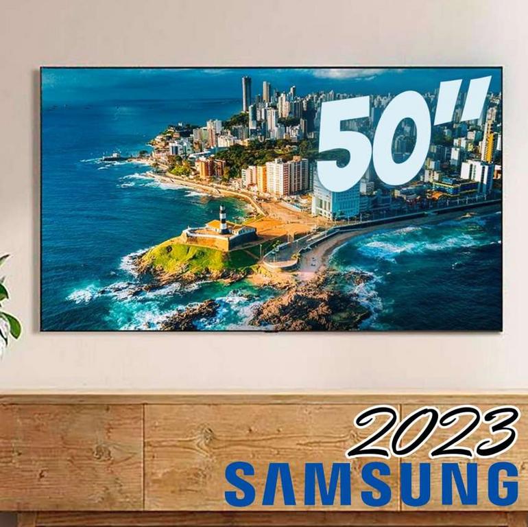 Smart TV Samsung 50″ UHD 4K 50CU7700 2023, Processador Crystal 4K, Gaming Hub, Visual Livre de Cabos, Tela sem limites, Alexa built in na Magazine Luiza