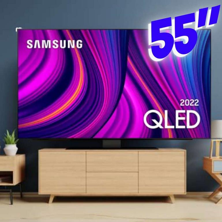 Smart TV Samsung 55 Polegadas QLED 4K, 4 HDMI, 2 USB, Wi-Fi, Bluetooth, Modo Game, IA, Alexa e Google Assistente, Preto – QN55Q80BAGXZD na Magazine Luiza