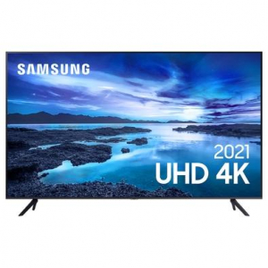 Smart TV Samsung 60" 4K UHD Bluetooth HDMI/USB Alexa/Google Assistant Tela Infinita Cinza Titan - UN60AU7700GXZD na Gazin