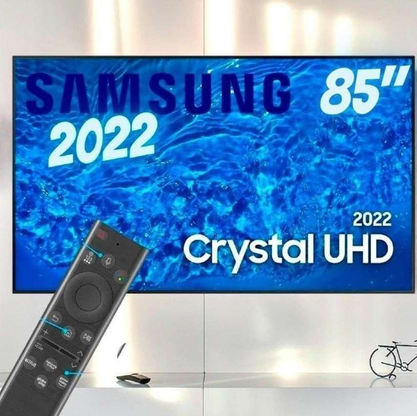 Smart TV Samsung 85″ Crystal UHD 4K UN85BU8000GXZD 2022 Dynamic Crystal Color Design Air Slim na Girafa