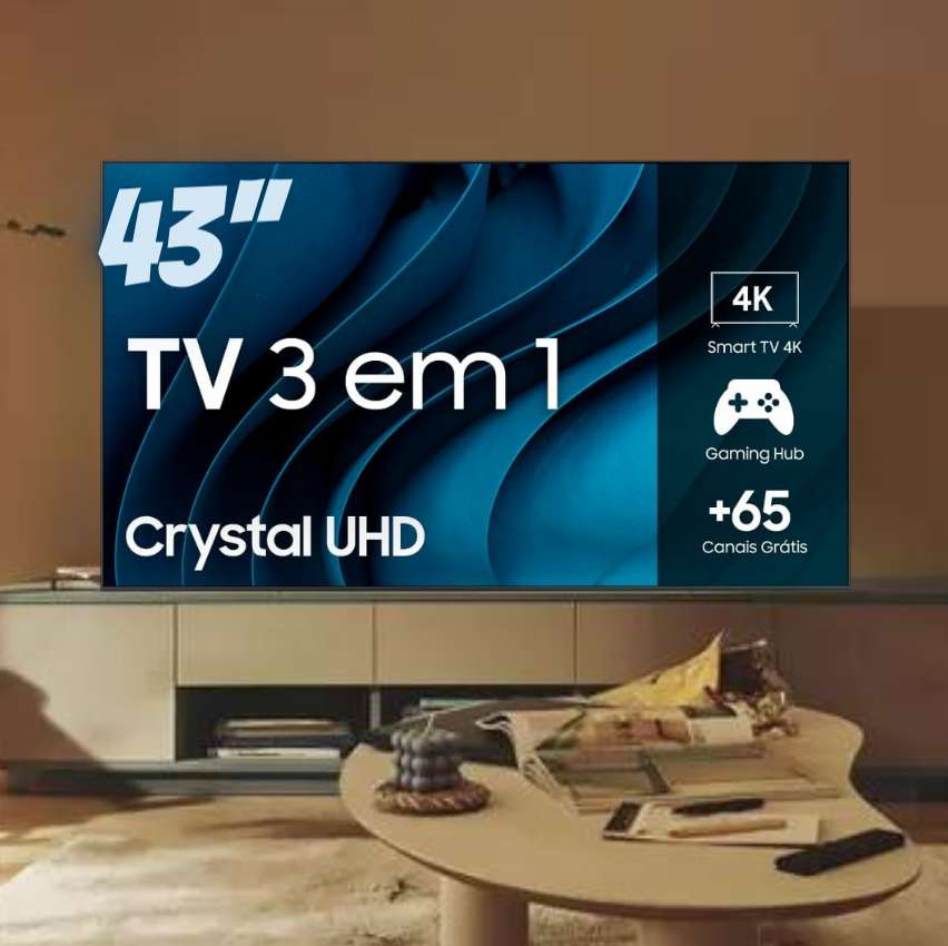 Smart TV Samsung Crystal UHD 4K 43CU8000 2023 Design AirSlim Painel Dynamic Crystal Color Tela 43″ na Amazon