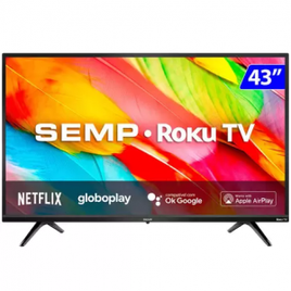 Smart TV Semp LED 43" Full HD Wi-Fi HDMI USB Roku 43R6500 na Gazin