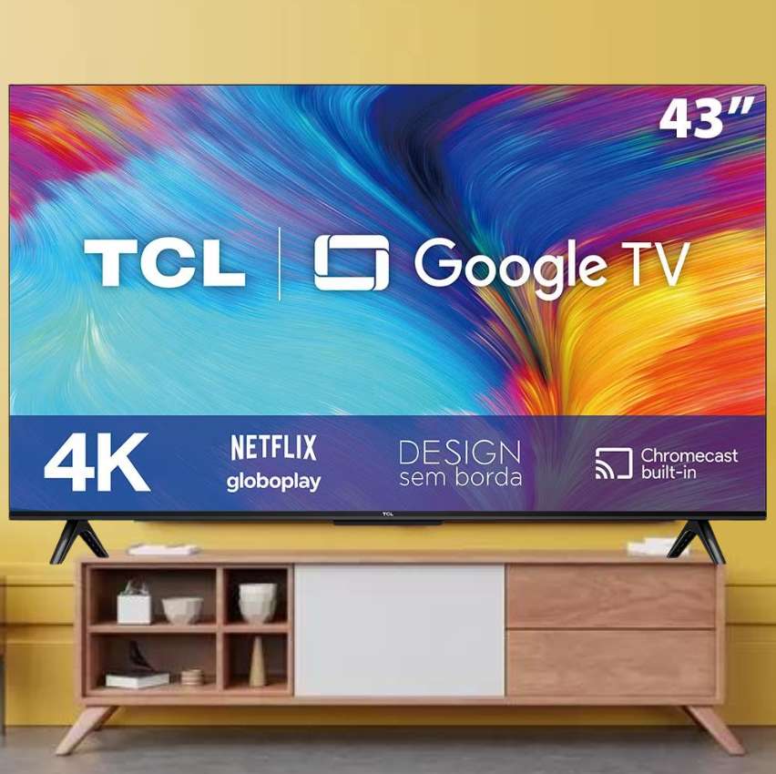 Smart TV TCL 43″ LED 4K HDR 43P635 Wi-Fi Google Comando de Voz na Girafa