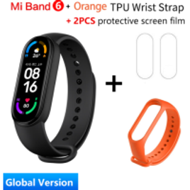 Smartband MI Band 6 Versão Global + Pulseira Extra Laranja + 2 Peças de Proteção de Tela  - Xiaomi na Aliexpress