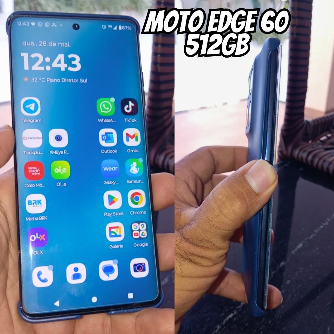 Smartphone Motorola Edge 60 5G – 512GB 24GB (12GB RAM+12GB Ram Boost) Tela Quad-Curve moto AI 50MP Sony Camera ultrarresistencia militar IP68 + IP69 – Azul Marinho na Amazon