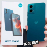 Smartphone Motorola Moto G34 5G 16GB RAM Boost* 256GB Verde – Vegan Leather na Amazon
