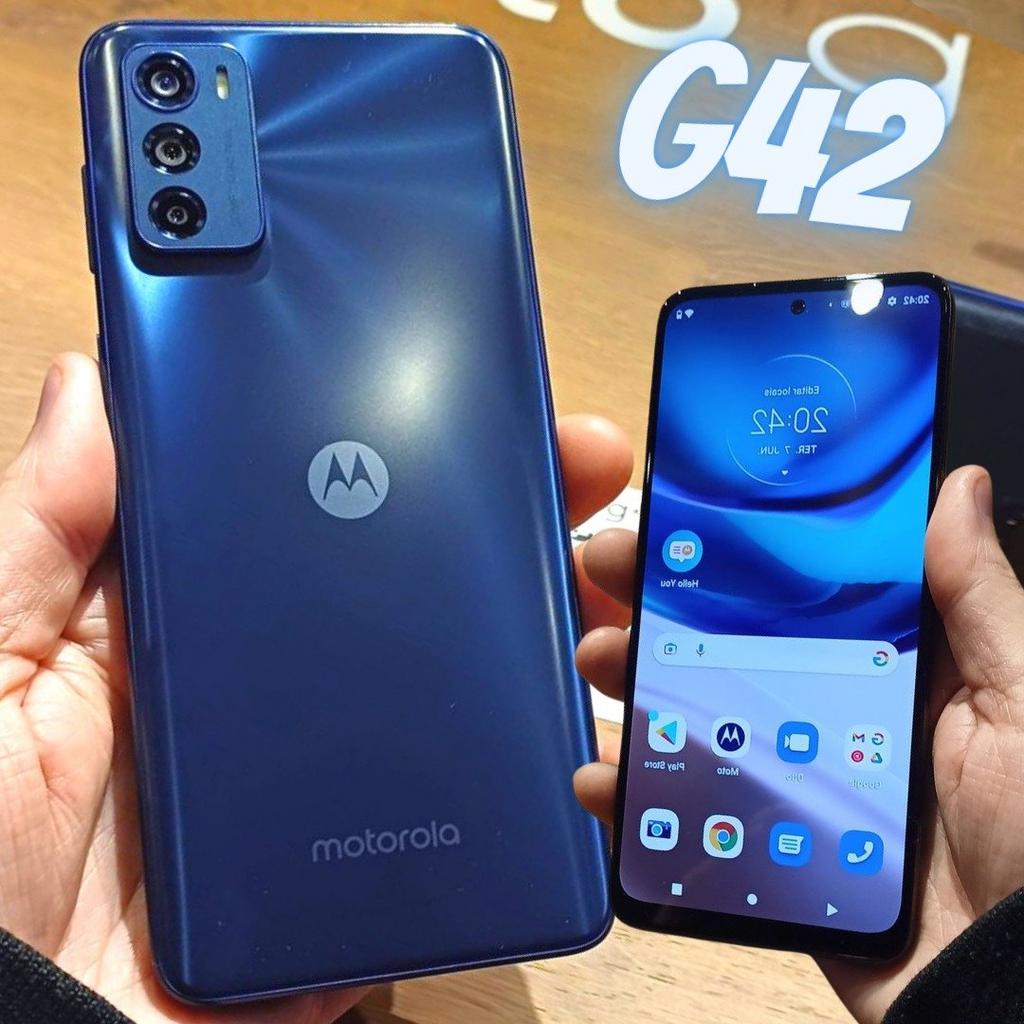 Smartphone Motorola Moto G42 Azul 128GB, 4GB RAM, Tela de 6.4”, Câmera Traseira Tripla, Android 12 e Processador Octa Core Snapdragon 680 na Casas Bahia
