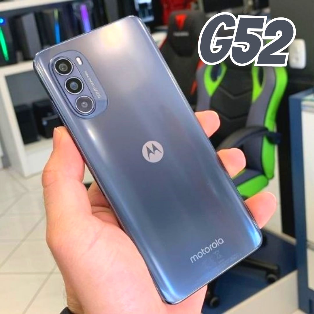 Smartphone Motorola Moto G52 Preto 128GB, 4GB RAM, Tela de 6.6”, Câmera Traseira Tripla, Android 12 e Processador Octa Core Snapdragon 680 na Ponto
