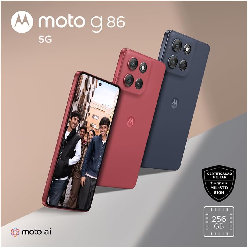Smartphone Motorola Moto g86 5G – 256GB 24GB (8GB RAM+16GB Ram Boost) Tela 1.5K pOLED, 50MP Sony camera OIS Moto AI, videos em 4K, IP68 + IP69 – Grafite na Amazon Smartphone Motorola Moto g86 5G – 256GB 24GB (8GB RAM+16GB Ram Boost) Tela 1.5K pOLED, 50MP Sony camera OIS Moto AI, videos em 4K, IP68 + IP69 – Grafite na Amazon