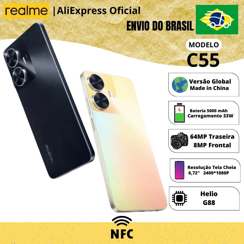 Smartphone Realme C55 – Estoque no Brasil na Aliexpress