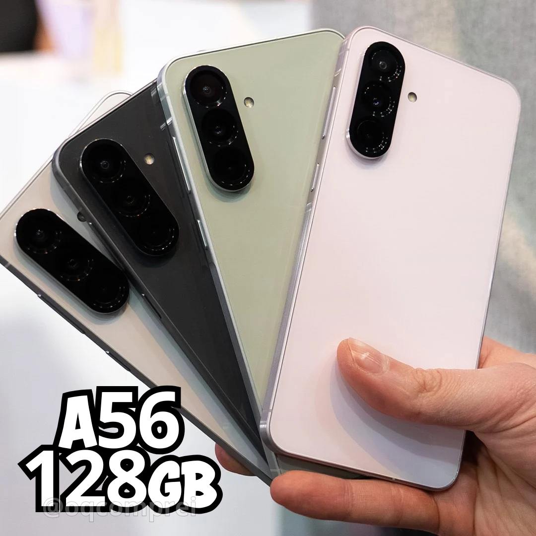 Smartphone Samsung Galaxy A56 5G 128GB, 8GB RAM, Câmera Tripla até 50MP, Tela Super AMOLED 6.7″, IP67, NFC, Vídeo HDR e Recursos AI na Casas Bahia