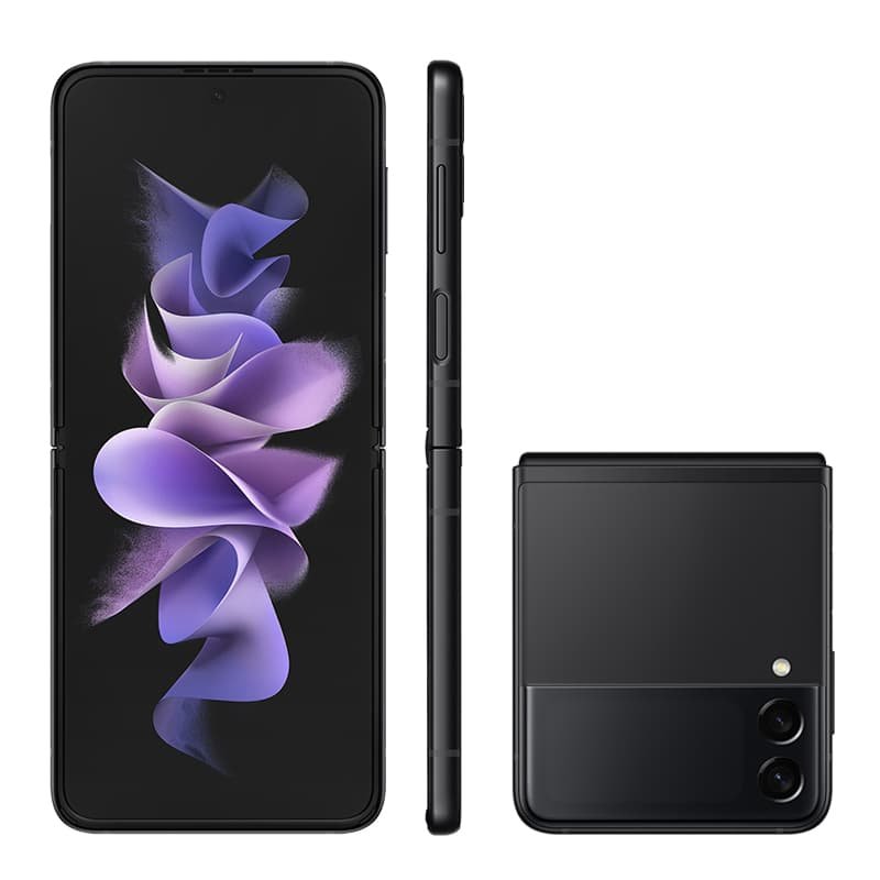 Smartphone Samsung Galaxy Z Flip3 5G Tela dobravel de 6,7″ 128GB Processador Snapdragon 8GB de RAM Camera Dupla Traseira Preto na Girafa