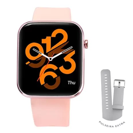 SmartWatch Kabum Smart 500, Rosé, Pulseira Extra Cinza, Compatível IoT Tuya – KBSAC007 – KaBuM! Smart na Magazine Luiza