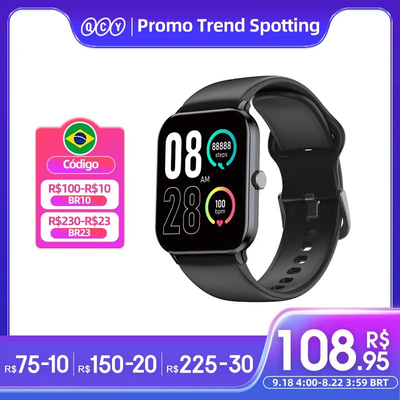 Smartwatch Qcy GTC Cupom na Aliexpress
