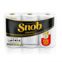 Snob Papel Toalha Multiuso Folha Dupla Branca Hiper 360fls, 3 Rolos na Amazon