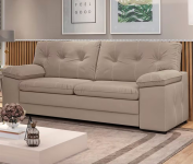 Sofá 3 Lugares Besthouse Genova com 217 cm de Largura e Revestido em Suede Veludo na Casas Bahia
