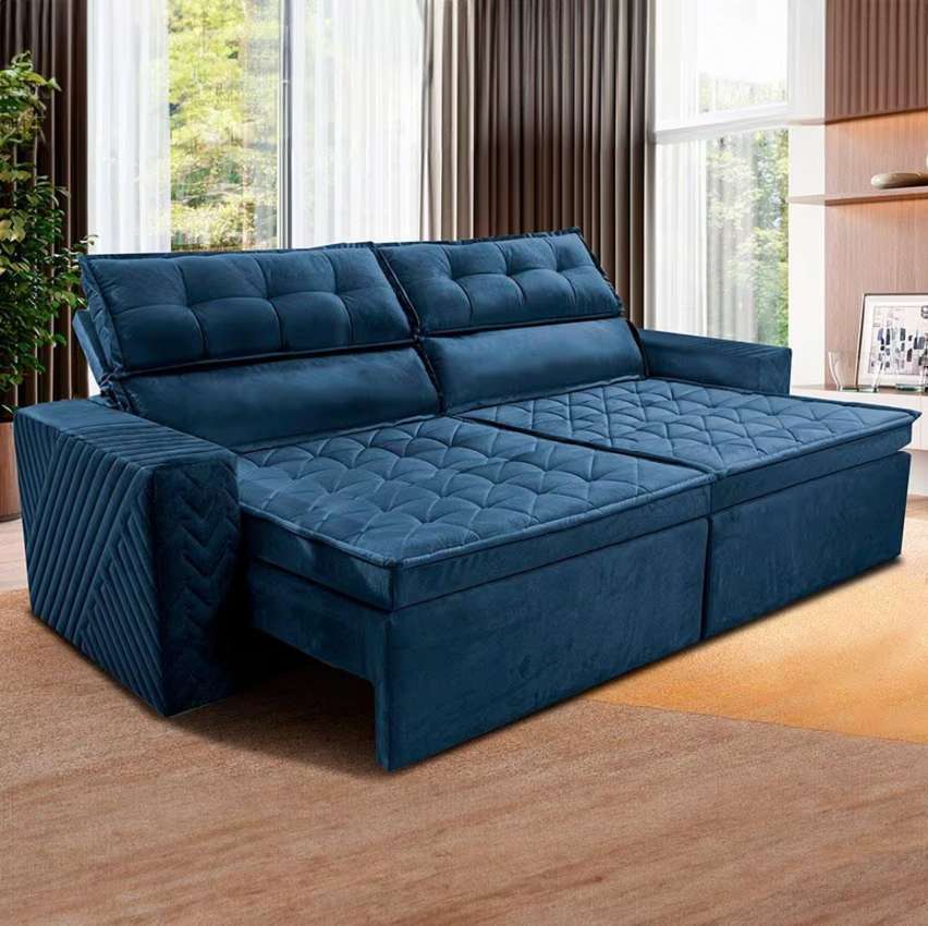 Sofá 3 Lugares Cama inBox Belém Retrátil/Reclinável com 200 cm de Largura e Revestido em Suede Velusoft na Casas Bahia