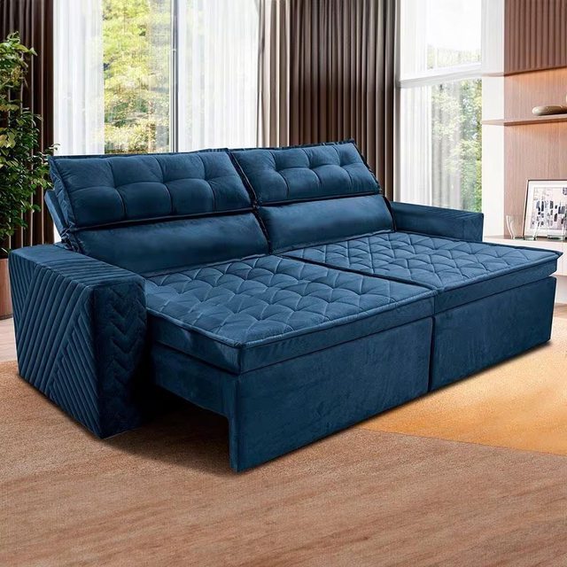 Sofá 3 Lugares Cama inBox Belém Retrátil/Reclinável com 200 cm de Largura e Revestido em Suede Velusoft na Casas Bahia