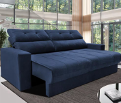 Sofá 3 lugares Cama inBox Clean com Assento Retrátil, Encosto Reclinável em Tecido Velusoft e 170 cm de Largura – Azul na Casas Bahia