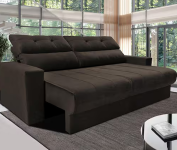 Sofá 3 lugares Cama inBox Clean com Assento Retrátil, Encosto Reclinável em Tecido Velusoft e 170cm de Largura – Café na Casas Bahia