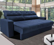 Sofá 3 lugares Cama inBox Clean com Assento Retrátil, Encosto Reclinável em Tecido Velusoft e 170cm de Largura – Azul na Casas Bahia