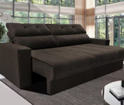 Sofá 3 lugares Cama inBox Clean com Assento Retrátil, Encosto Reclinável em Tecido Velusoft e 170cm de Largura – Café na Casas Bahia