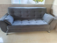 Sofá 3 Lugares Larissa Suede Cinza – LinoForte na Magazine Luiza