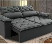 Sofá 3 Lugares Retrátil e Reclinável Cama inBox Compact 1,80m Velusoft Cinza na Casas Bahia