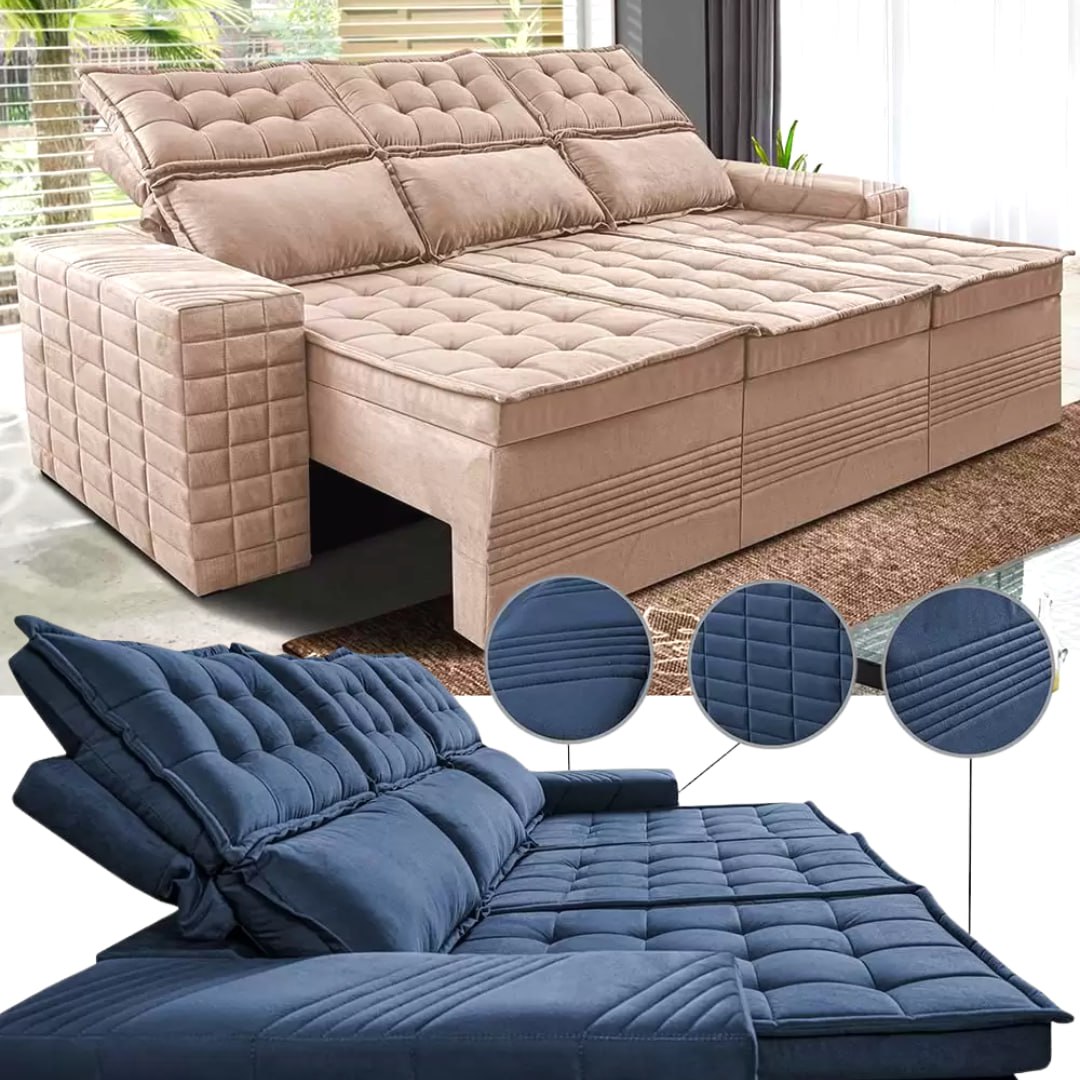Sofá 3 Lugares Retrátil e Reclinável Cama inBox Senses 2,00m Velusoft na Magazine Luiza