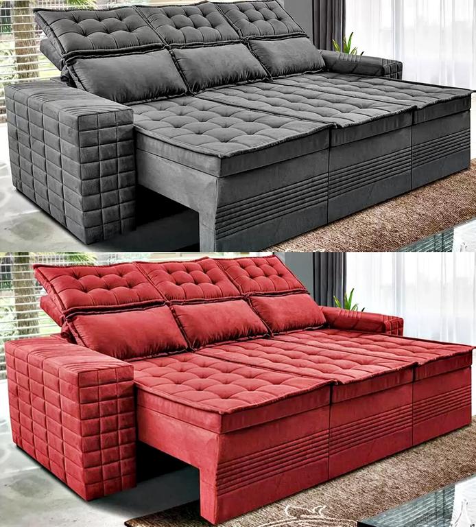 Sofá 3 Lugares Retrátil e Reclinável Cama inBox Senses 2,00m Velusoft na Magazine Luiza