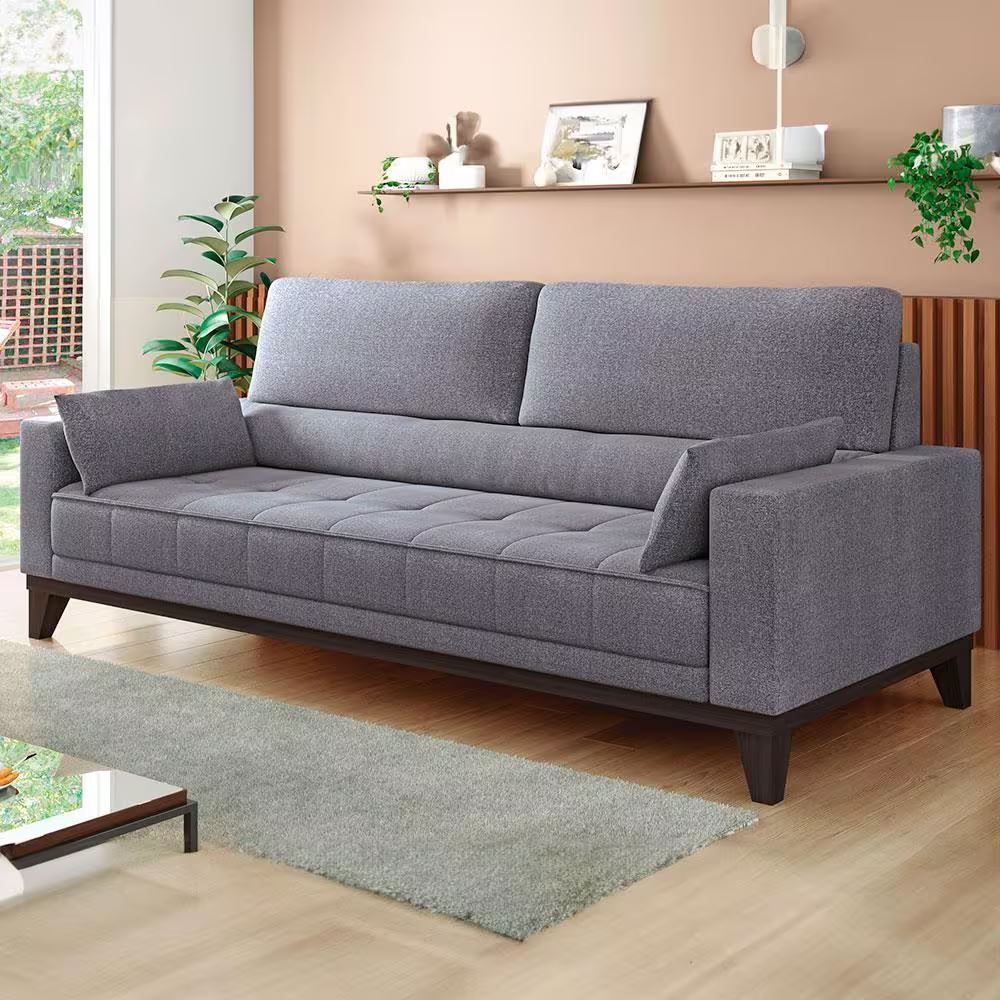 Sofá 4 Lugares Linoforte Blazer com 2 Almofadas e Revestimento em Suede Linho – 210 cm de Largura na Casas Bahia