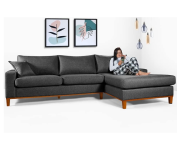 Sofá California 4 Lugares Living Chaise Linho Lado Esquerdo – Essencial Estofados (Grafite) na Amazon
