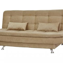 Sofá Cama 3 Lugares com 2 Almofadas Matrix Cappuccino Suede - Salomé na MadeiraMadeira