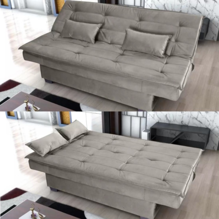 Sofá-cama Casal 3 Lugares Suede Matrix – Esmeralda na Magazine Luiza