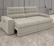 Sofá Omega 2,00m Assento Retrátil e Reclinável Velosuede Areia – NETSOFAS na Magazine Luiza