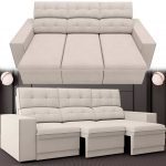 Sofá Retrátil Reclinável 3 Lugares Velosuede Lazio – Next Sofás Creme na Magazine Luiza
