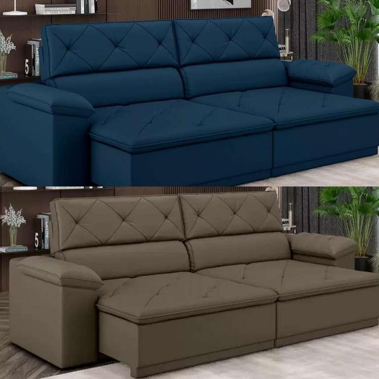 Sofá Retrátil Reclinável 3 Lugares Veludo Caribe – Flexforma Estofados na Magazine Luiza