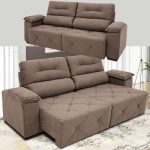Sofá Retrátil Reclinável 4 Lugares Suede Moviment Grazzia Linoforte na Magazine Luiza