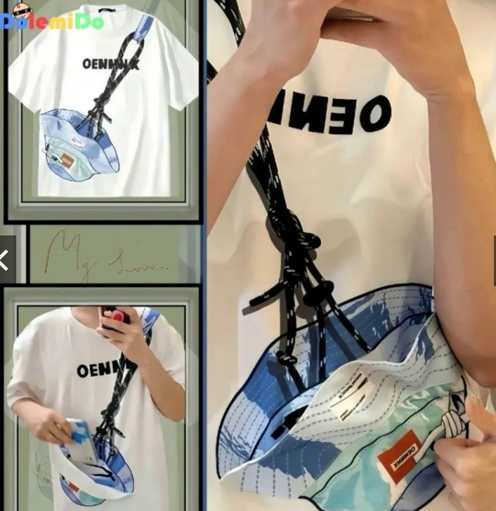 [Spot] TikTok Mesmo Chapéu De Bolso Camiseta De Manga Curta Com Zíper na Shopee