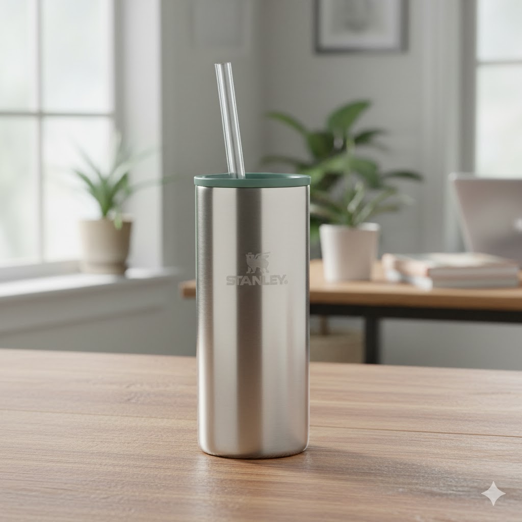 Stanley – Can Cooler Slim com tampa e canudo, copo térmico de 296 ml para manter as bebidas em lata geladas, Stainless Steel na Amazon