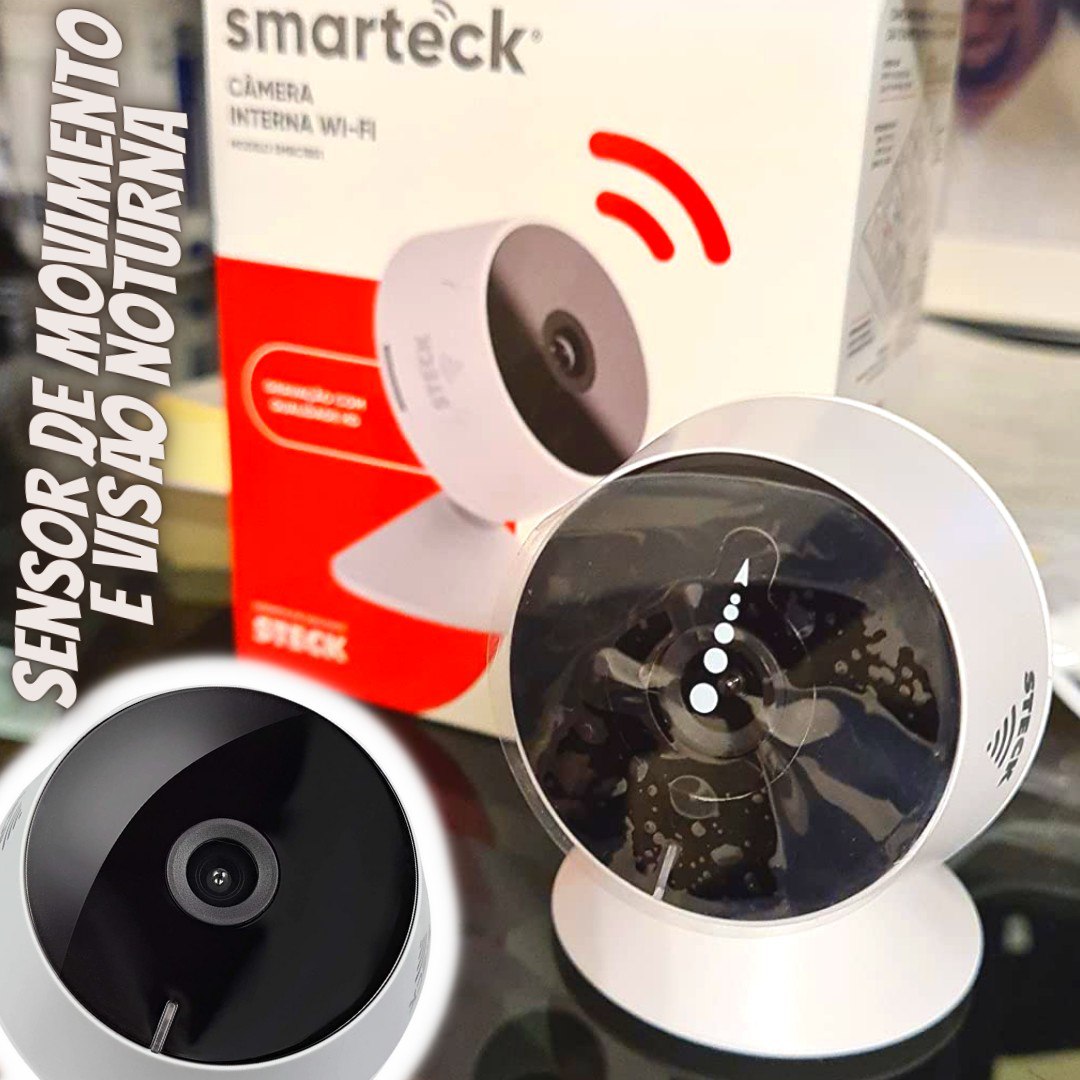 Steck, Câmera Inteligente Interna Wi-Fi, Áudio bidirecional, Sensor de movimento e Visão noturna, Branco, Compatível com Alexa – SMBC1BS1 na Amazon