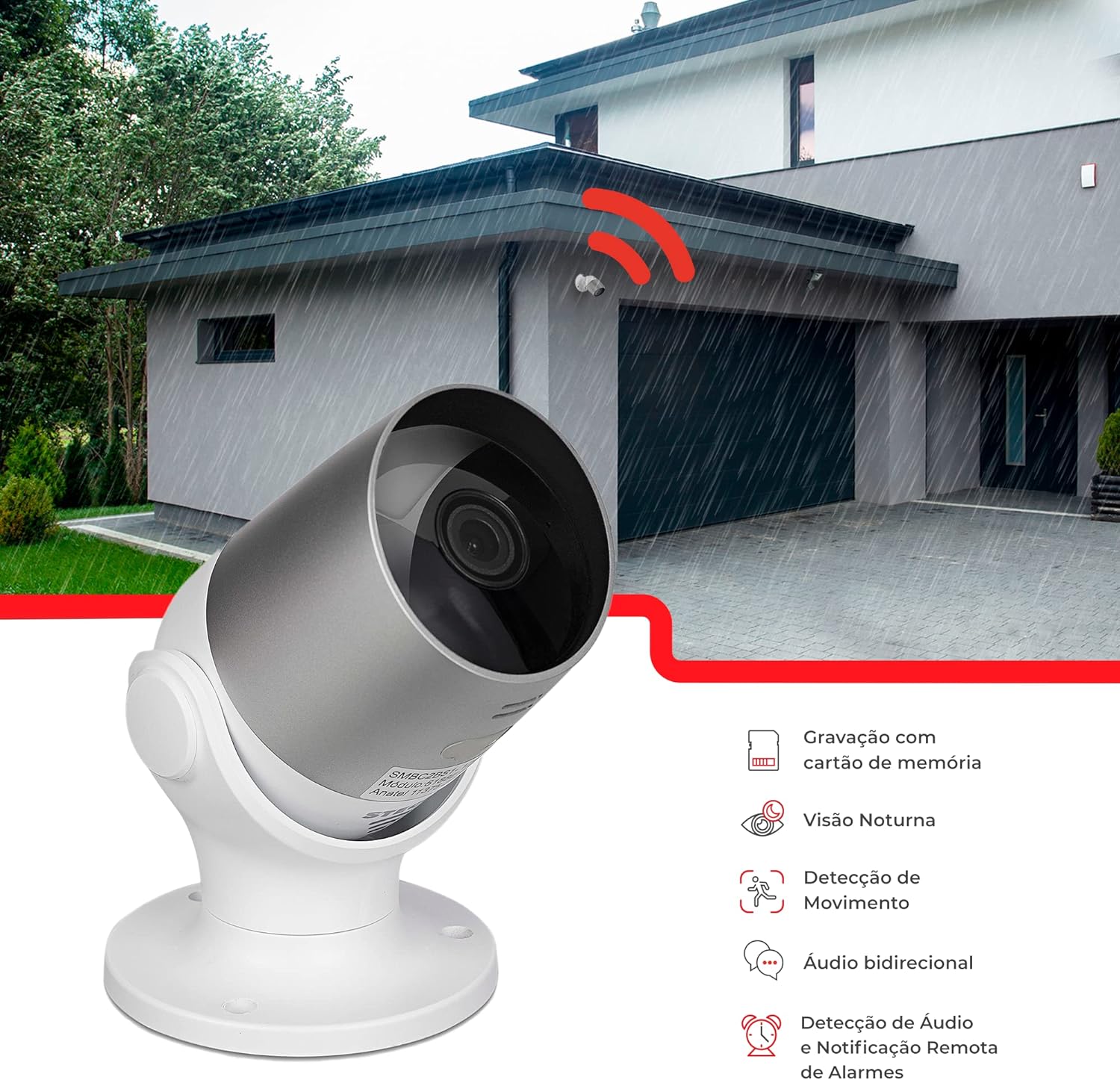 Steck, Câmera Inteligente Wi-Fi com IP65, Ideal para ambientes externos com sensor de movimento e visão noturna, Compatível com Alexa Echo Show, Branca – SMBC2BS1 na Amazon