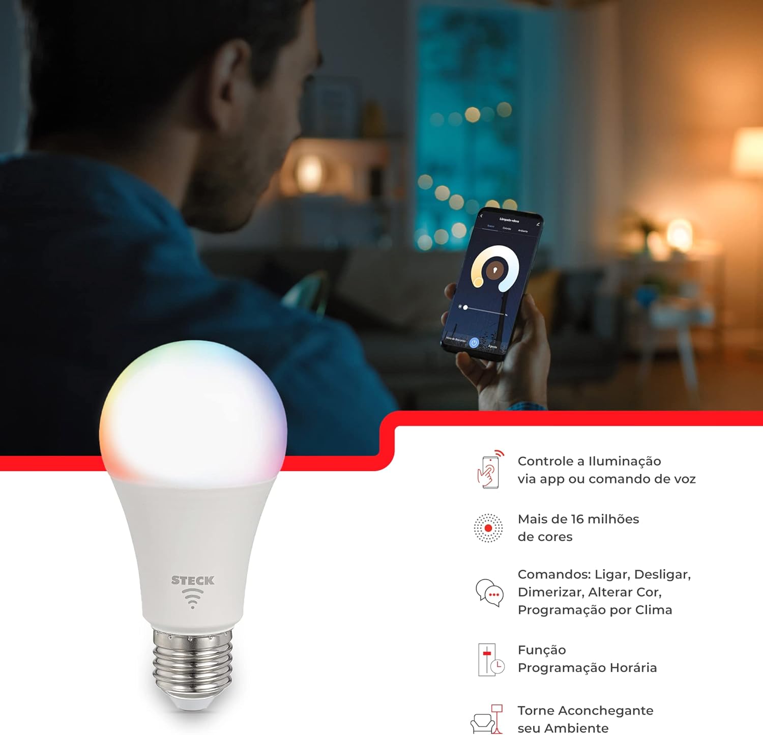 Steck ‎SMCI4BS2 – Lâmpada Inteligente Smarteck, 7W, Bivolt, compatível com Alexa na Amazon