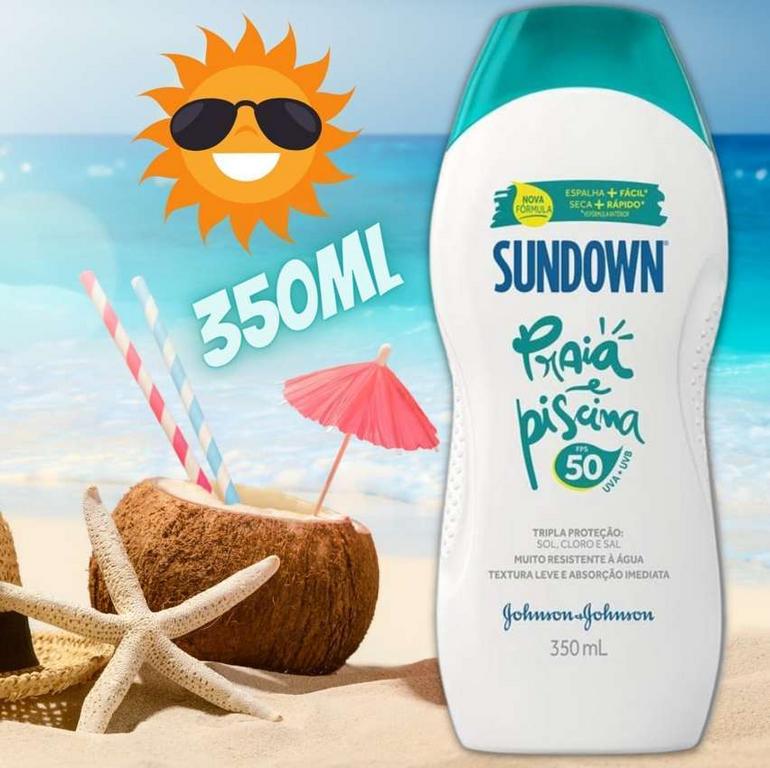 Sundown Protetor Solar Corpo e Rosto Praia e Piscina FPS 50, 350ml na Amazon