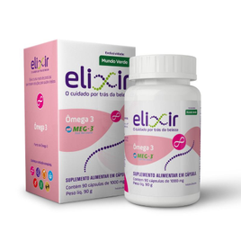 Suplemento Alimentar 90 Cápsulas Ômega 3 Elixir 1000mg na Mundo Verde