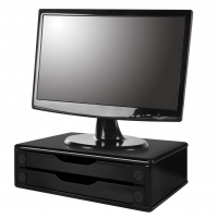 Suporte De Monitor 2 Gavetas, Mdf Preto (Black Piano) - Souza & Cia na Amazon