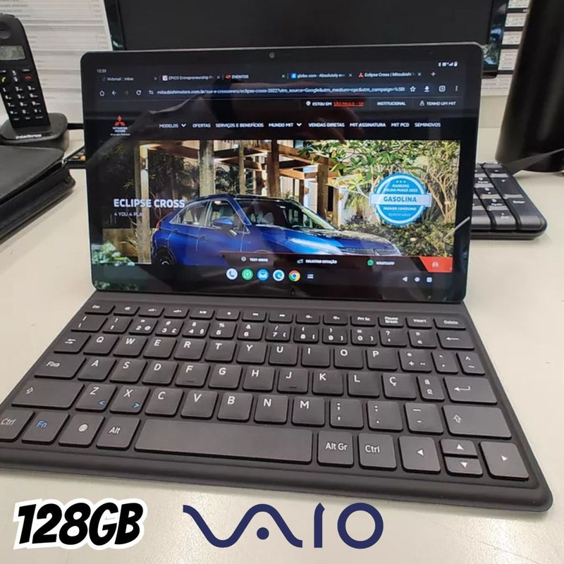 Tablet VAIO TL10 8GB 128GB Octa-Core, Tela 10.4” 2K, 4G WiFi, Câmera 8MP + Selfie 5MP, 7000 mAh, Android 13, com Teclado de Conexão Inteligente – Preto na Amazon