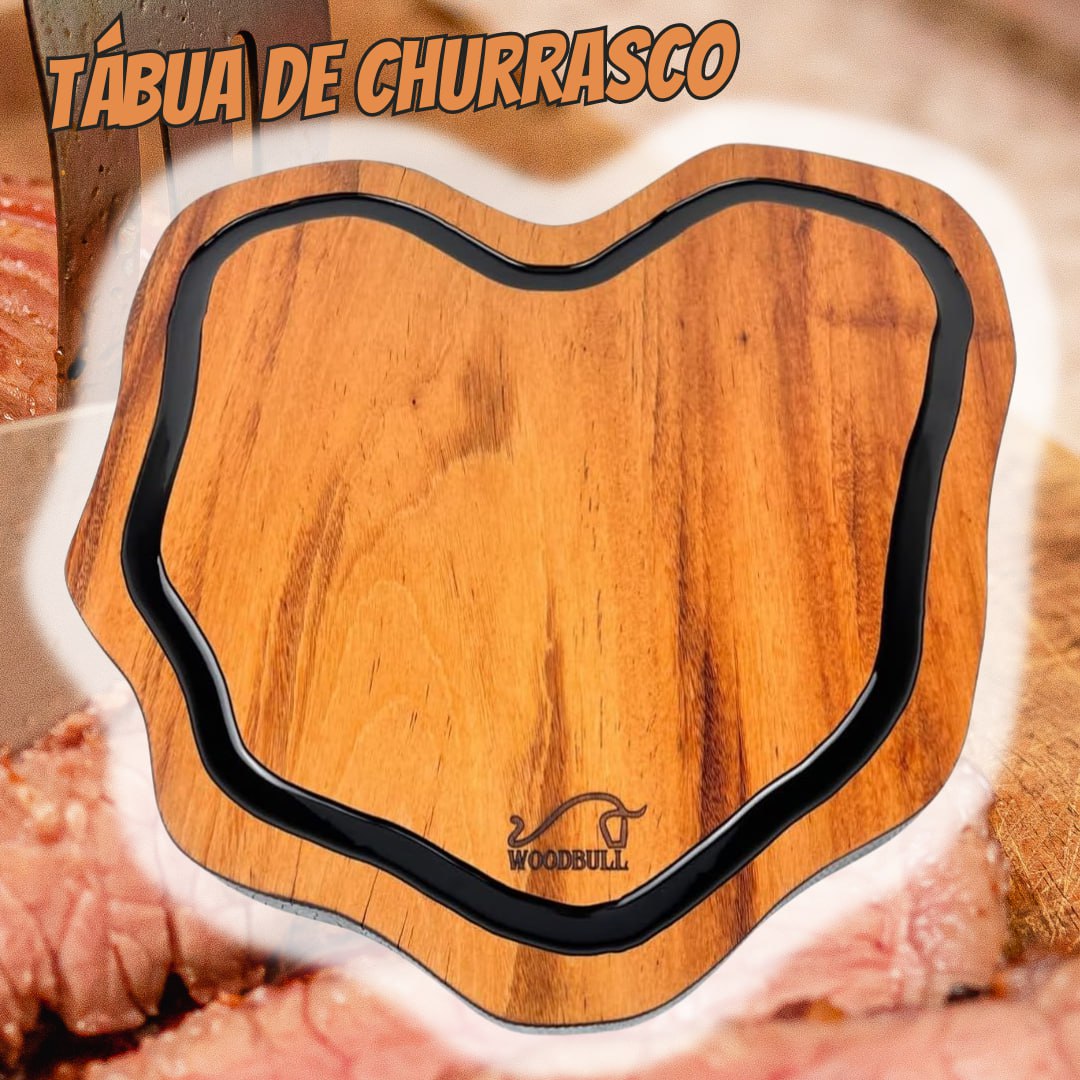 Tábua de Churrasco para Corte Carne e Alimentos em Madeira Artesanal Origens Black na Amazon